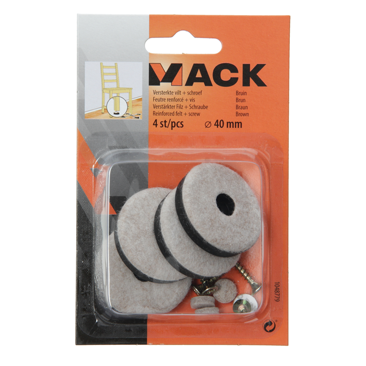 Mack 1048779 - feutre renforcé + vis marron ø 40 mm 4 pcs | 6 pièces