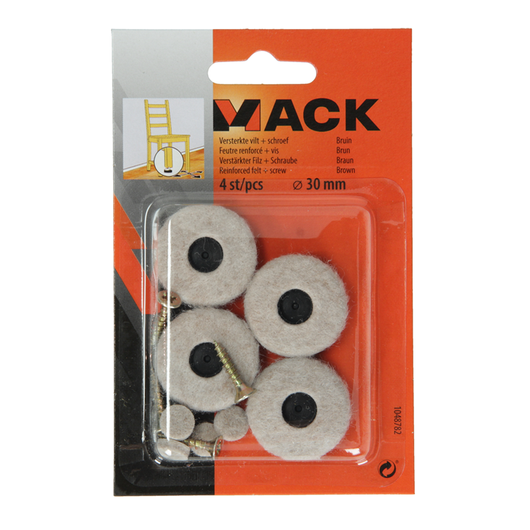 Mack 1048782 - feutre renforcé + vis marron ø 30 mm 4 pcs | 6 pièces