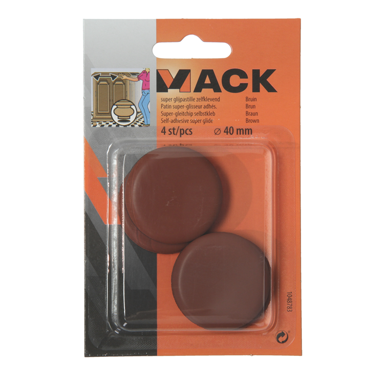 Mack 1048783 - pastille super coulissante autocollante marron ø 40 mm 4 pcs | 12 pièces