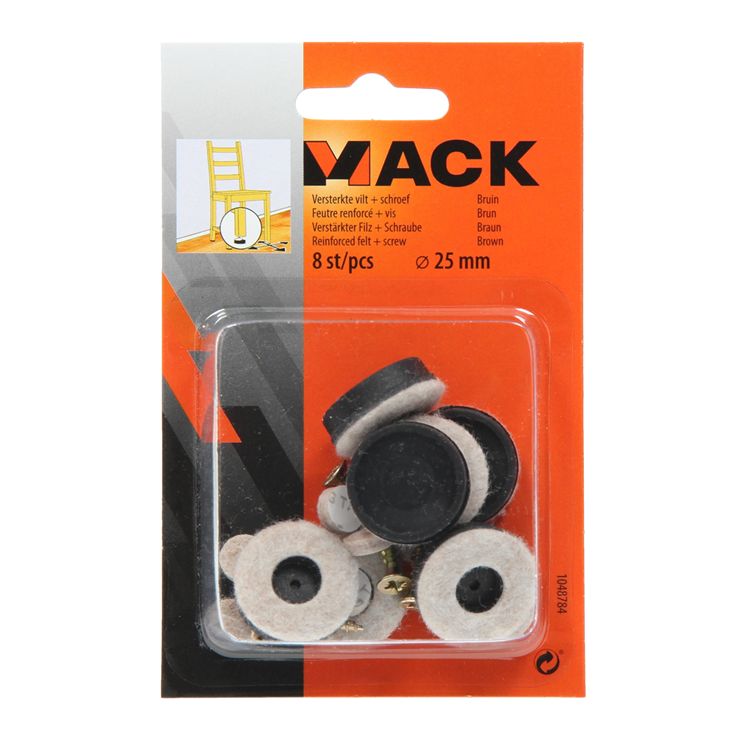Mack 1048784 - feutre renforcé + vis marron ø 25 mm 8 pcs | 6 pièces