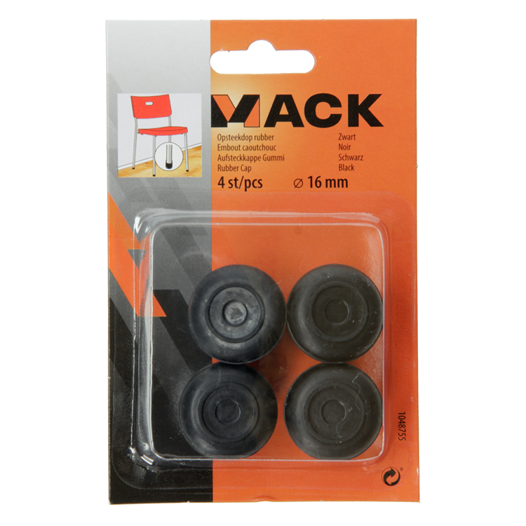 Mack 1048755 - bouchon en caoutchouc noir ø 16 mm 4 pcs | 6 pièces