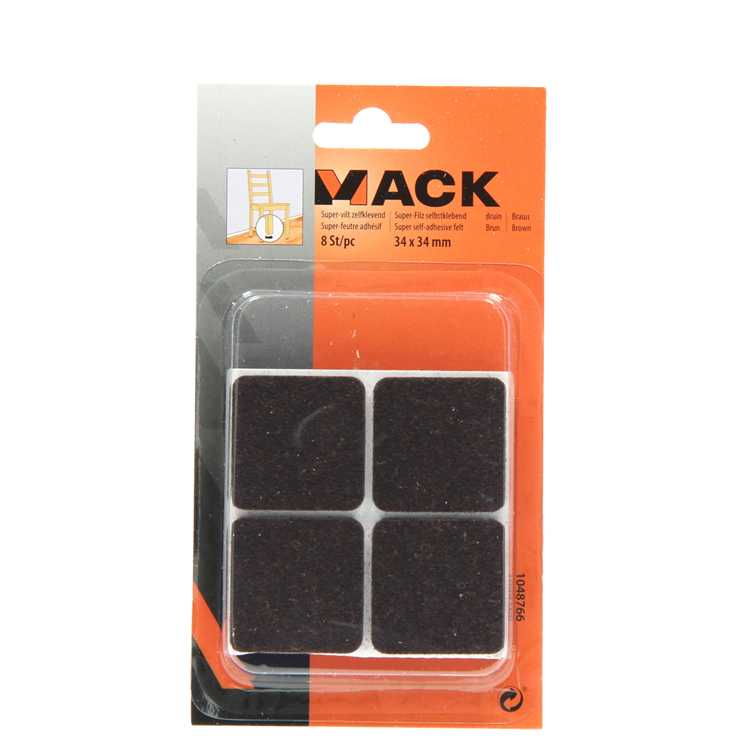 Mack 1048766 - super-feutre autocollant marron 34 x 34 mm 8 pcs | 12 pièces