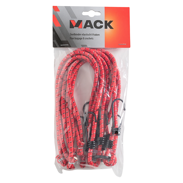 Mack 1006829 - sangle élastique 8 crochets rouge | 5 pièces