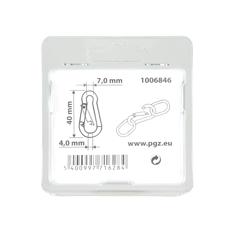 Mack 1006846 - 1 mousqueton + ressort galvanisé bl 40x4mm | 5 pièces