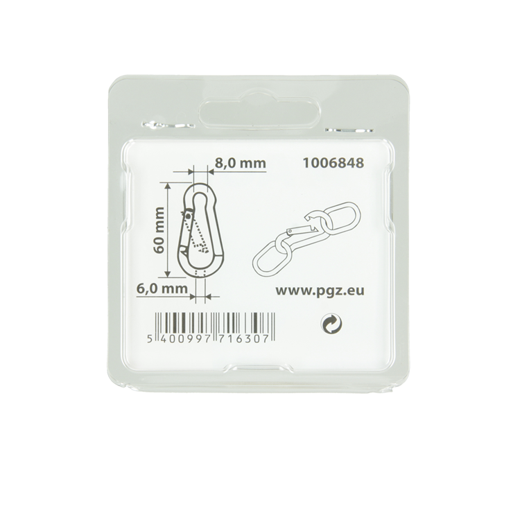 Mack 1006848 - 1 mousqueton + ressort galvanisé bl 60x6mm | 5 pièces