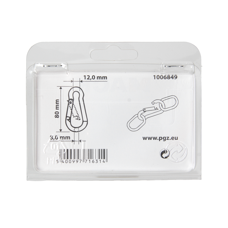 Mack 1006849 - 1 mousqueton + ressort galvanisé bl 80x8mm | 5 pièces