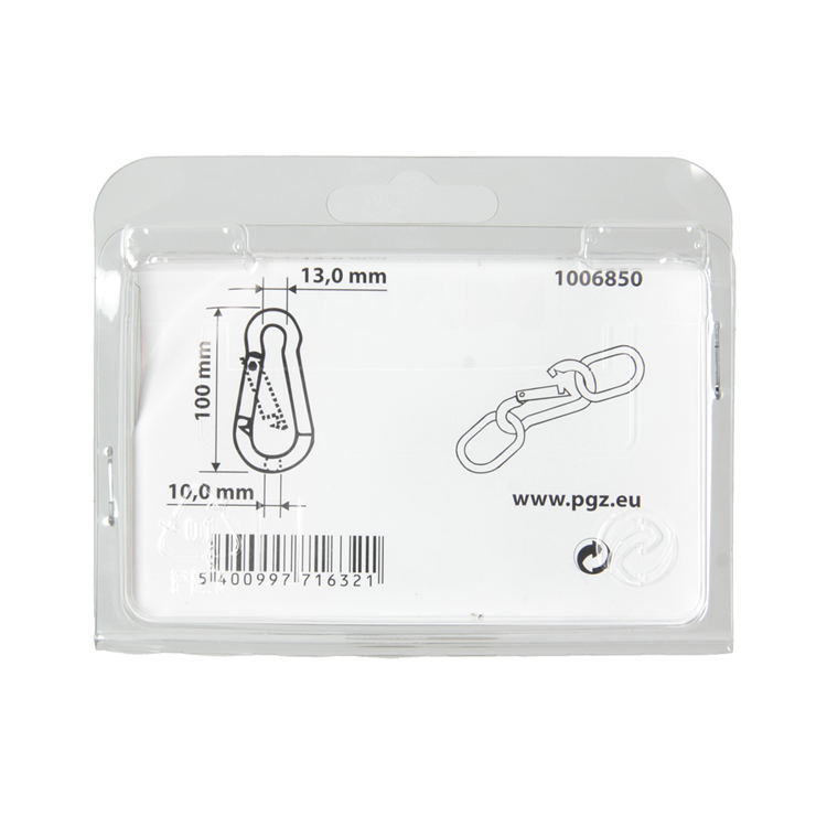Mack 1006850 - 1 mousqueton + ressort galvanisé bl 100x10mm | 5 pièces