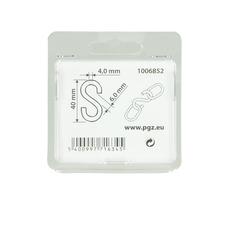 Mack 1006852 - 2 crochets en S ouverts galvanisés bl 4.0x35mm | 5 pièces