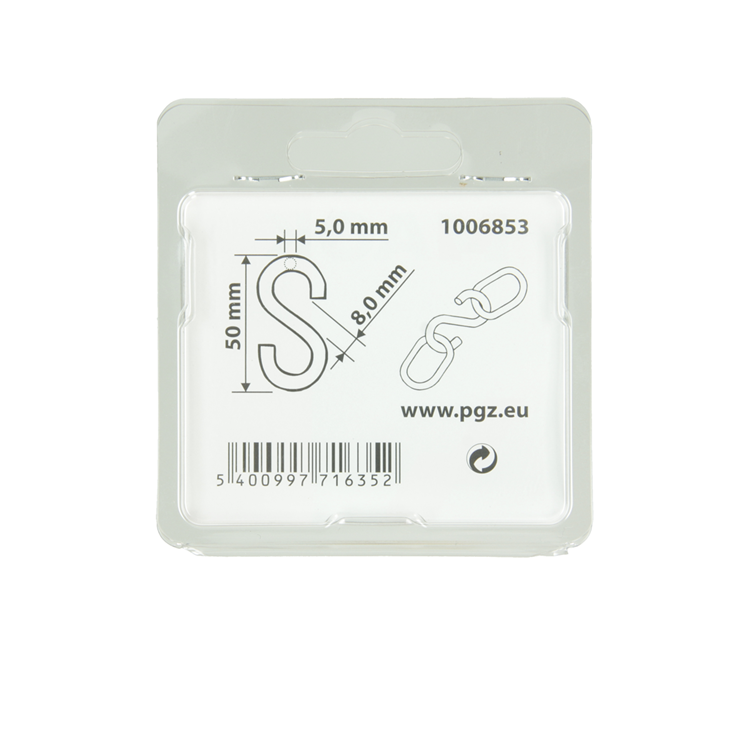 Mack 1006853 - 2 crochets en S ouverts galvanisés bl 5.0x45mm | 5 pièces