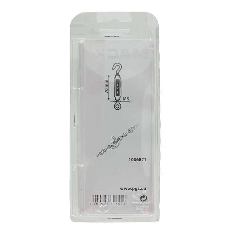 Mack 1006871 - 2 tendeurs : oeil + crochet galvanisé m5x70mm bl | 5 pièces