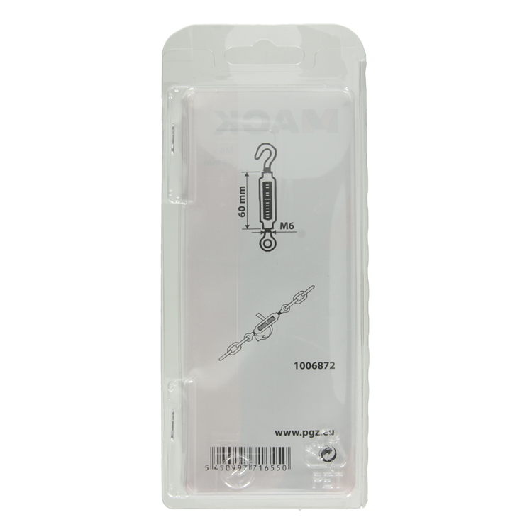 Mack 1006872 - 2 tendeurs : oeil + crochet galvanisé m6x60mm bl | 5 pièces