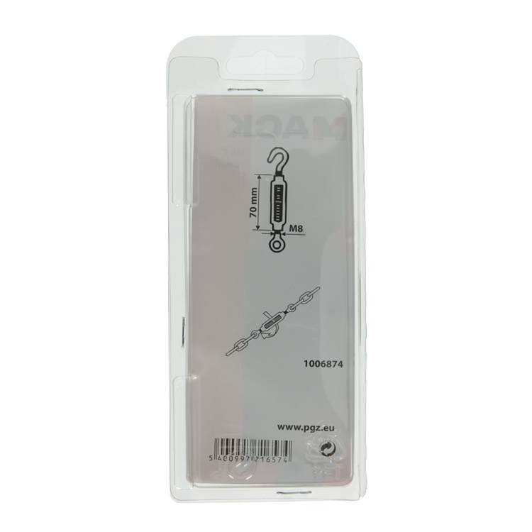 Mack 1006874 - 2 tendeurs : oeil + crochet galvanisé m8x70mm bl | 5 pièces