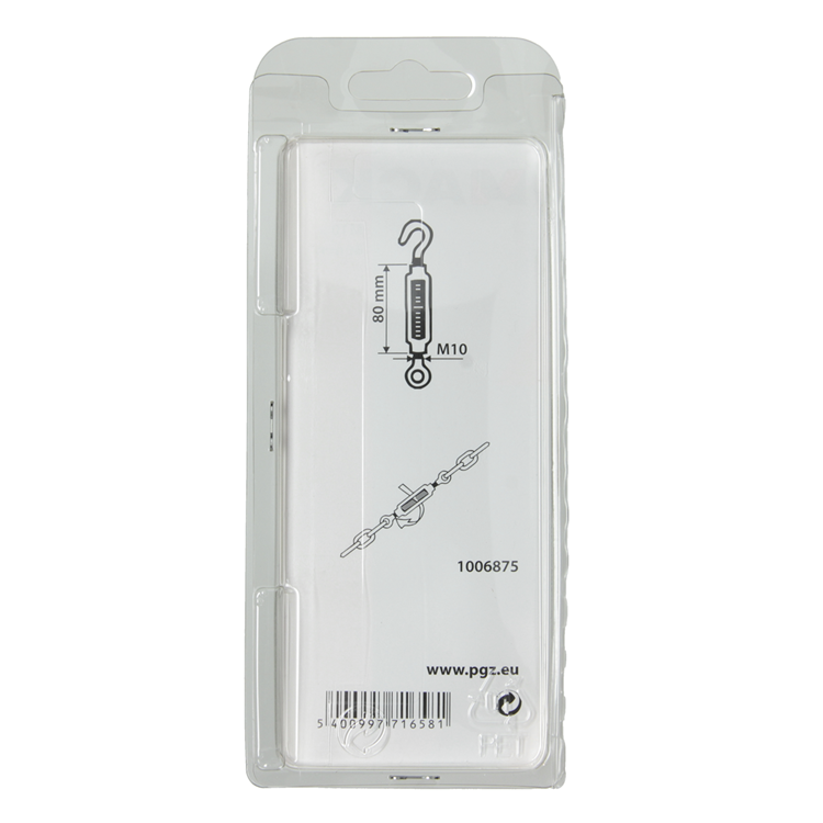 Mack 1006875 - 1 tendeur : oeil + crochet galvanisé m10x80mm bl | 5 pièces