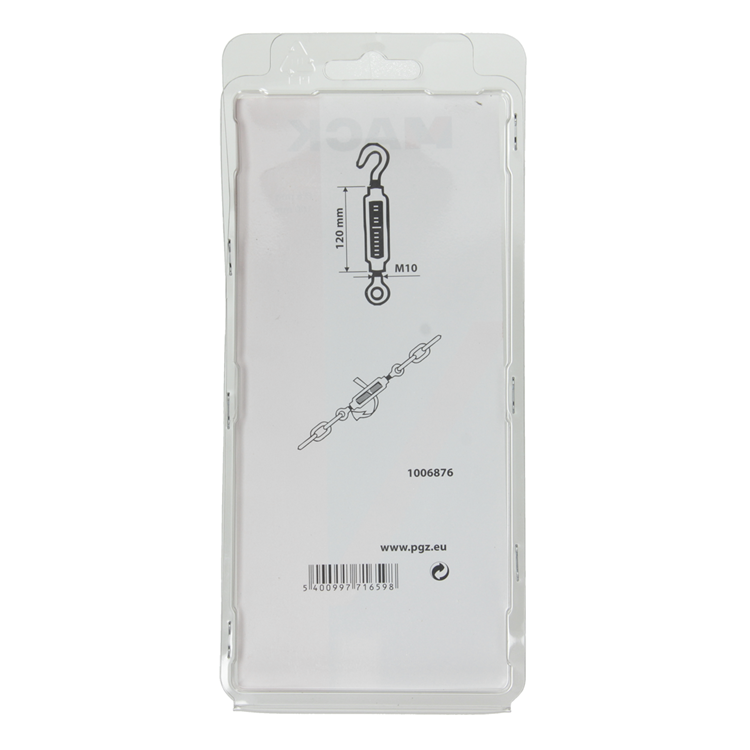 Mack 1006876 - 1 tendeur : oeil + crochet galvanisé m10x120mm bl | 3 pièces