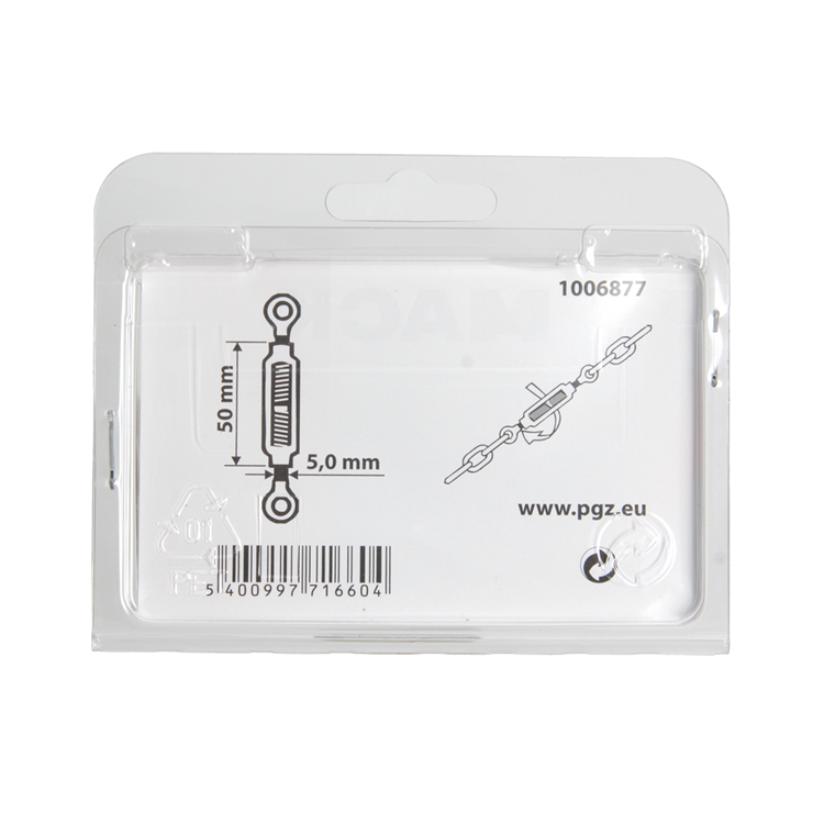 Mack 1006877 - 2 tendeurs 2 yeux galvanisés m5x50mm bl | 5 pièces