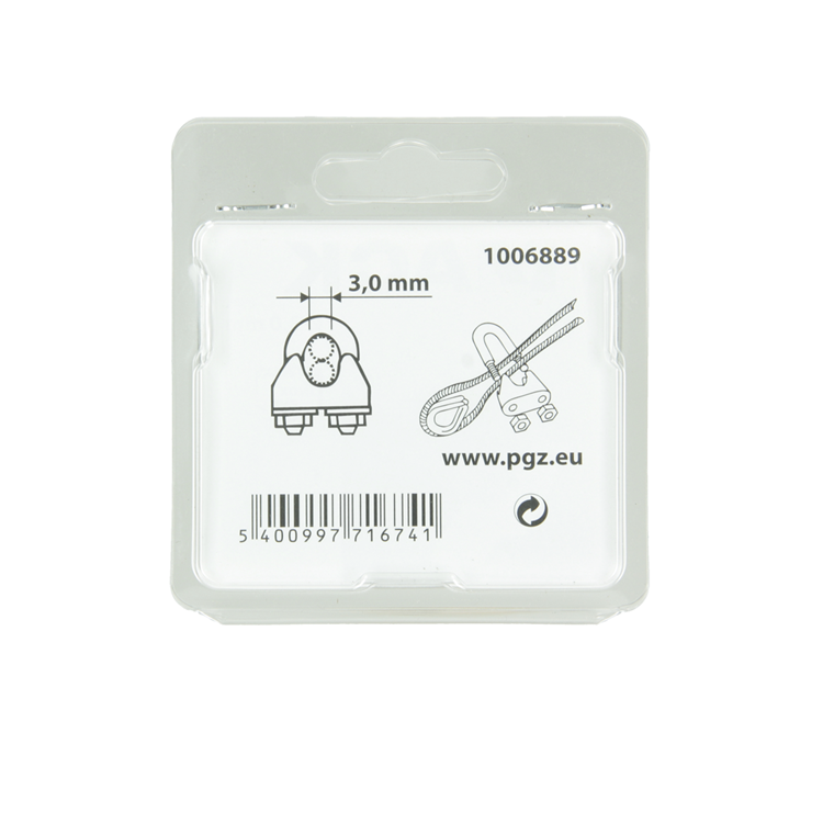 Mack 1006889 - 4 serre-fils en acier crosby inox 3mm bl | 5 pièces