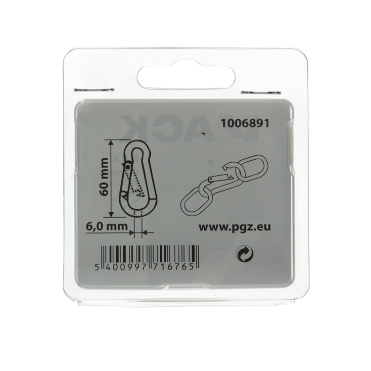 Mack 1006891 - 1 mousqueton + ressort inox 60x6mm bl | 5 pièces