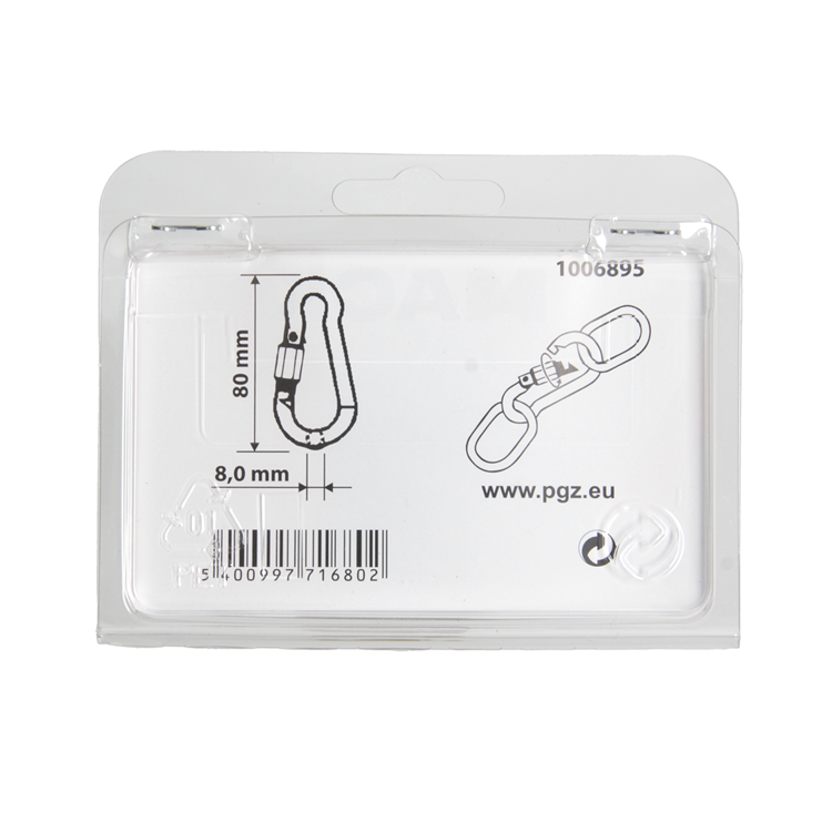 Mack 1006895 - 1 mousqueton + cadenas. galvanisé 8mm bl | 5 pièces