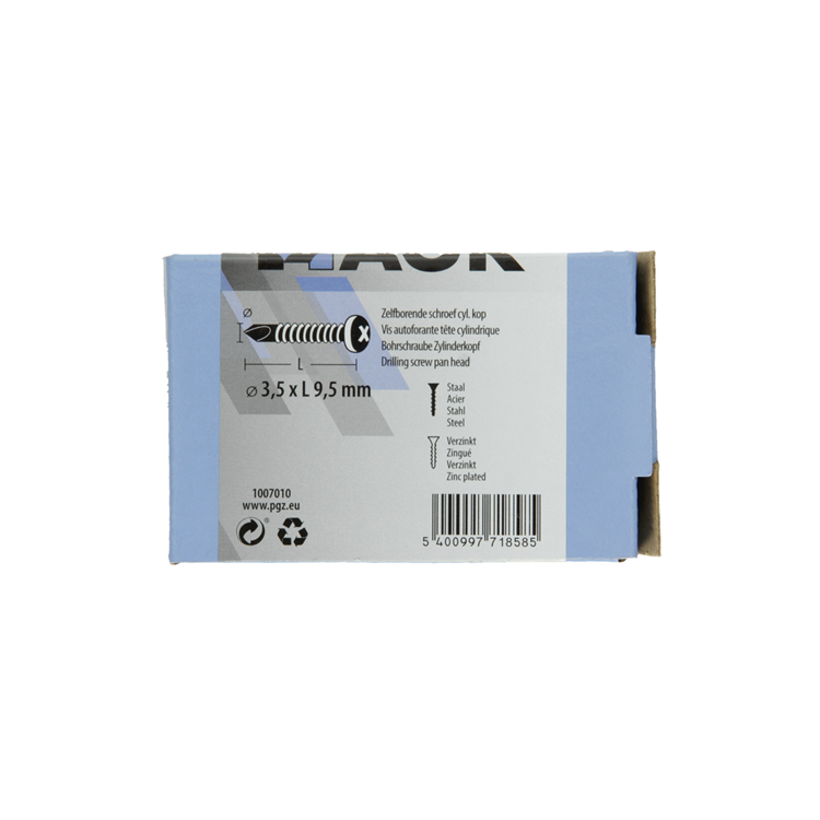 Mack 1007010 - culasse à vis auto-perceuse 200 200 pcs 3,5x9,5mm | 5 pièces