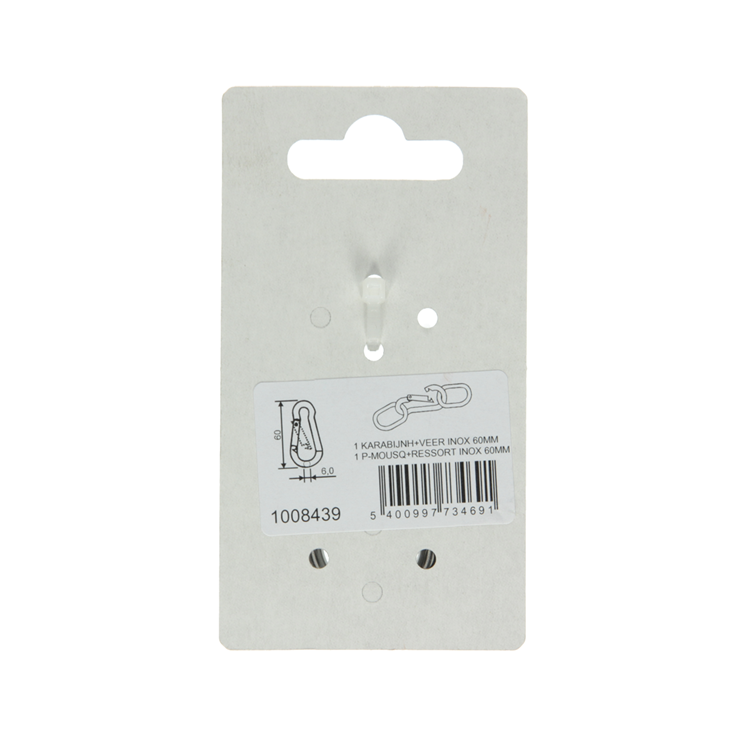 Mack 1008439 - 1 mousqueton + ressort 6 x 60mm inox | 10 pièces