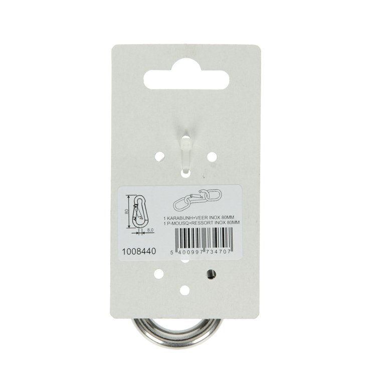 Mack 1008440 - 1 mousqueton + ressort 8 x 80mm inox | 10 pièces