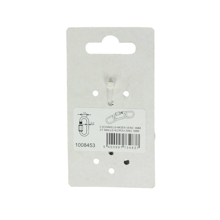 Mack 1008453 - 2 maillons vides + écrou 5mm galvanisé | 10 pièces