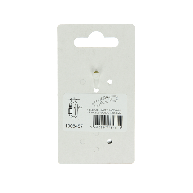 Mack 1008457 - 1 maillon vide + écrou 6mm inox | 10 pièces