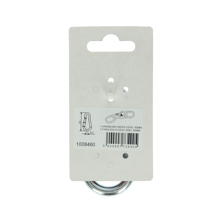 Mack 1008460 - 1 mousqueton + sangle de verrouillage 8 x 80mm galvanisé | 10 pièces
