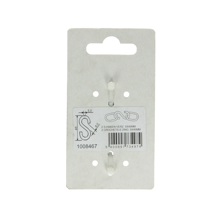 Mack 1008467 - 2 crochets en S ouverts 5,0 x 45 galvanisés | 10 pièces