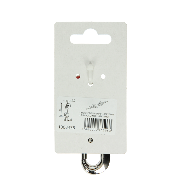 Mack 1008476 - 1 mousqueton 16 x 89mm nickelé | 10 pièces