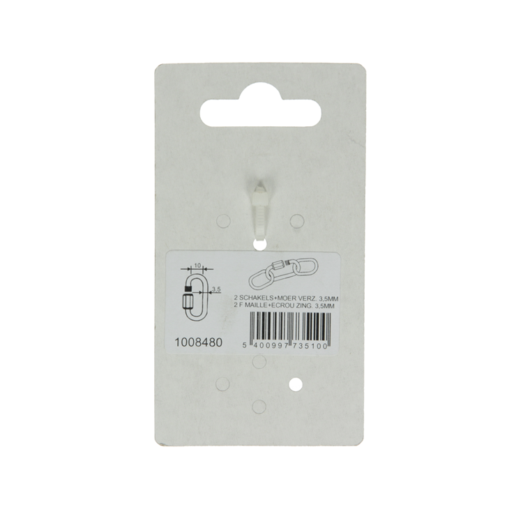 Mack 1008480 - 2 maillons vides + écrou 3,5mm galvanisé | 10 pièces