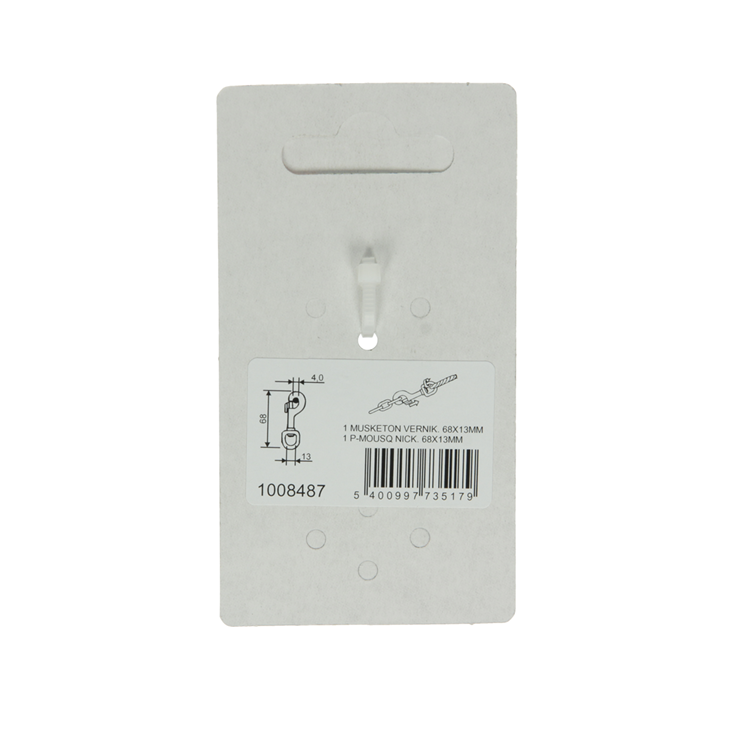 Mack 1008487 - 1 mousqueton 13 x 68mm nickelé | 10 pièces