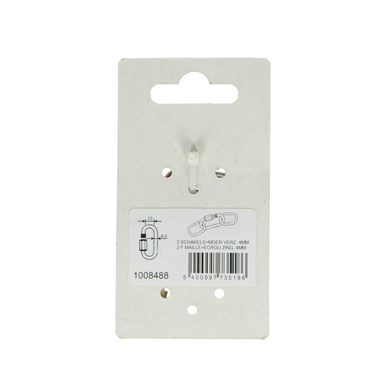 Mack 1008488 - 2 maillons vides + écrou 4mm galvanisé | 10 pièces