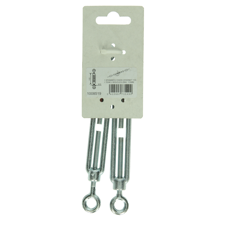 Mack 1008519 - 2 tendeurs 2 yeux m6 x 60mm galvanisé | 10 pièces