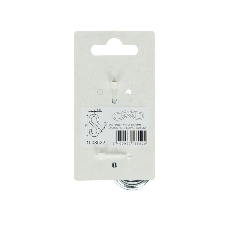 Mack 1008522 - 2 crochets en S ouverts 8,0 x 75 mm galvanisés | 10 pièces