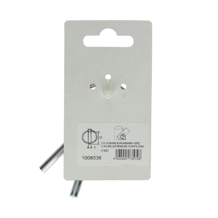 Mack 1008536 - 2 goupilles de verrouillage pliables 6mm galvanisées | 10 pièces