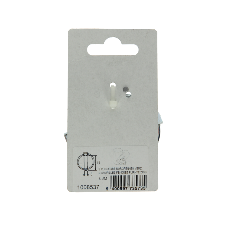 Mack 1008537 - 2 goupilles de verrouillage pliables 8mm galvanisées | 10 pièces