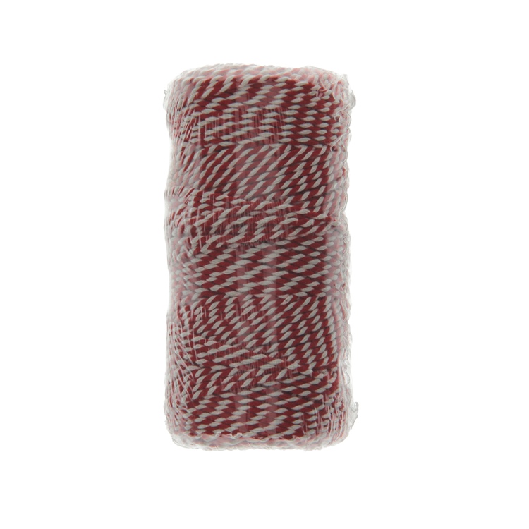 Mack 1014100 - corde d'emballage jute rouge blanc 1mm env. 90m | 10 pièces