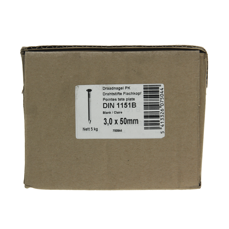 1015643 - carton 5 kg. clous tête plate 3,0x50 mm | 2 pièces