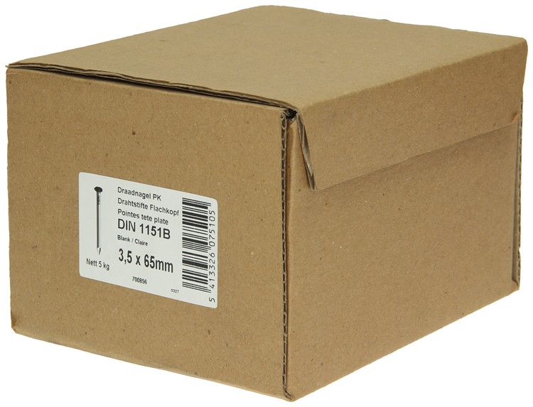 1015648 - carton 5 kg. clous tête plate 3,5x65 mm | 2 pièces
