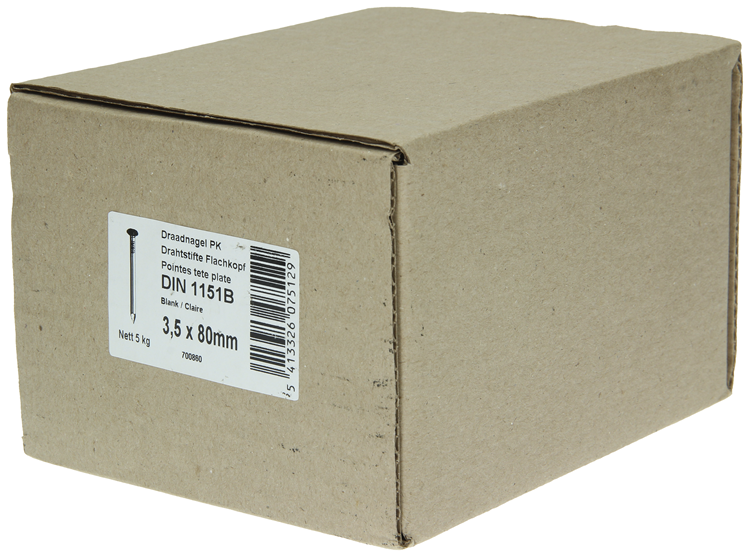 1015650 - carton 5 kg. clous tête plate 3,5x80 mm | 2 pièces