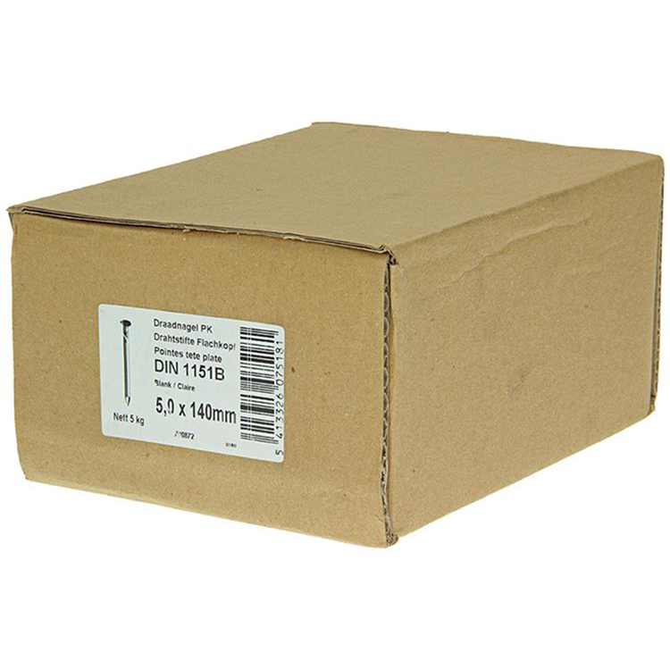 1015656 - carton 5 kg. clous tête plate 5,0x140 mm | 2 pièces
