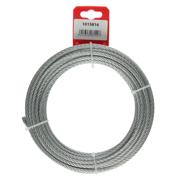 Mack 1015816 - câble en acier galvanisé 6x19 10m 5mm largeur 250 kg din en 12385-4 | 5 pièces