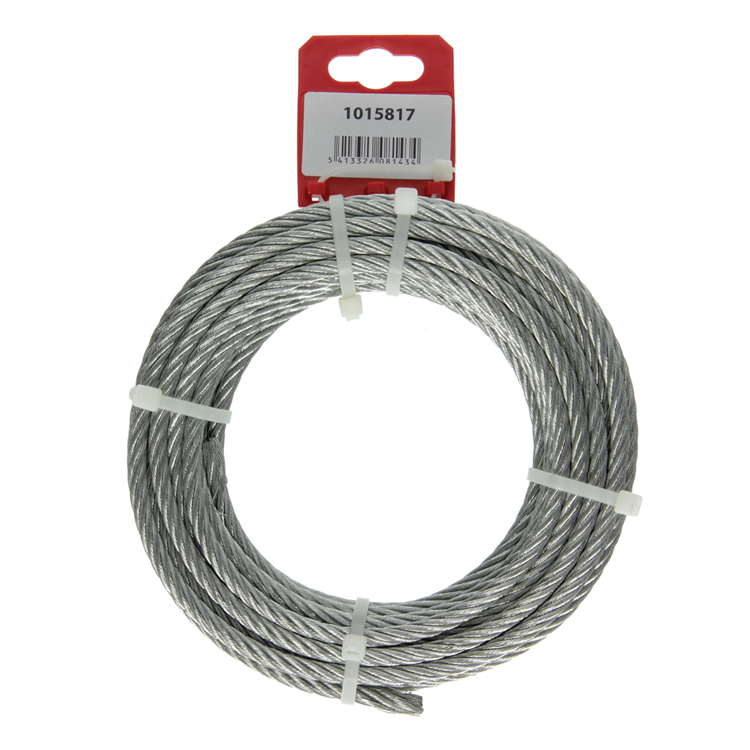 Mack 1015817 - câble en acier galvanisé 6x19 10m 6mm largeur 350 kg din en 12385-4 | 5 pièces