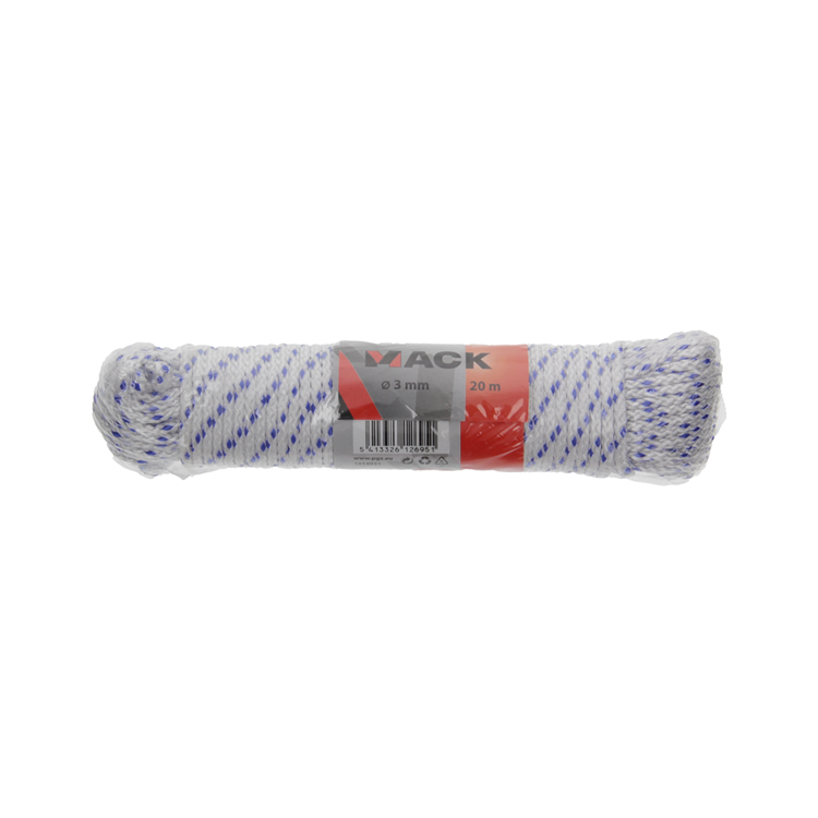 Mack 1014931 - pp tressé blanc bleu brin3mm 20m | 5 pièces