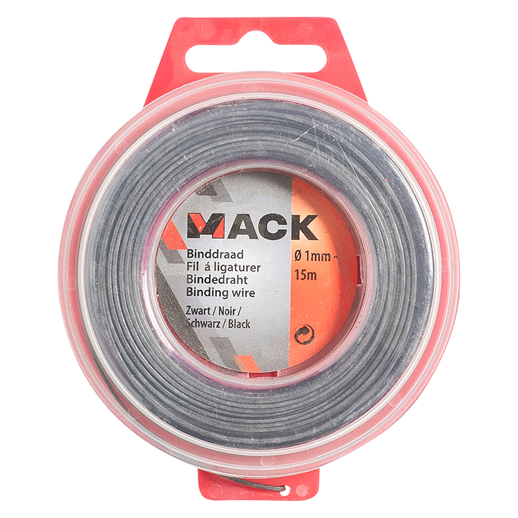 Mack 1015189 - fil de reliure trempé noir. passe-temps ø1mm - 15m | 6 pièces