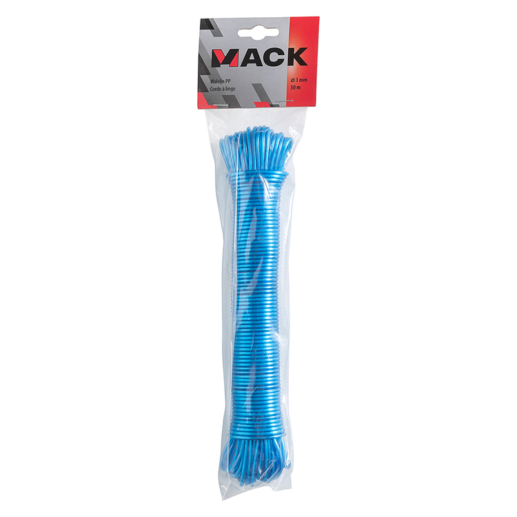 Mack 1014009 - fil pour corde à linge pp bleu toron 3mm 30m | 5 pièces