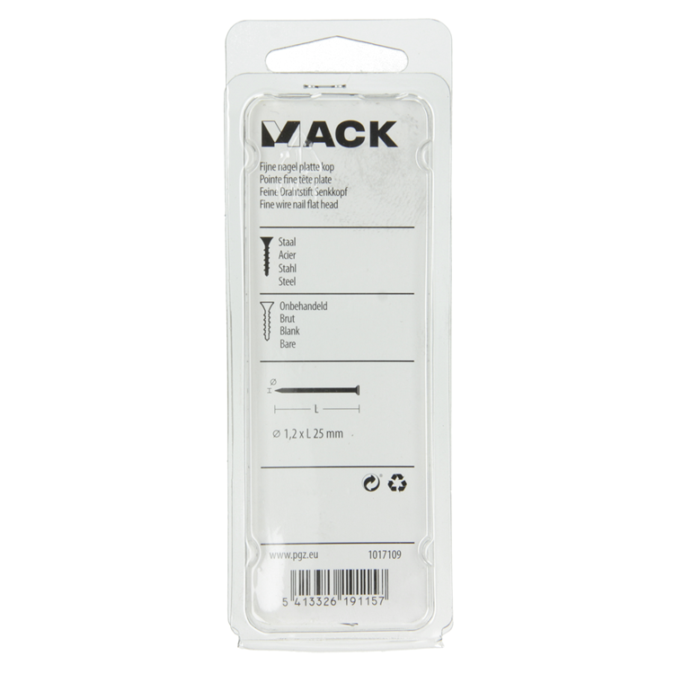 Mack 1017109 - clou fin tête plate 85 gr 1,2 x 25 mm | 5 pièces