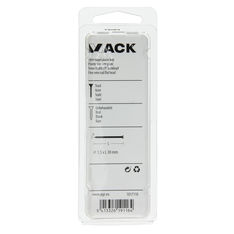 Mack 1017110 - clou fin tête plate 85 gr 1,5 x 30 mm | 5 pièces