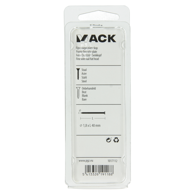 Mack 1017112 - clou fin tête plate 85 gr 1,8 x 40 mm | 5 pièces